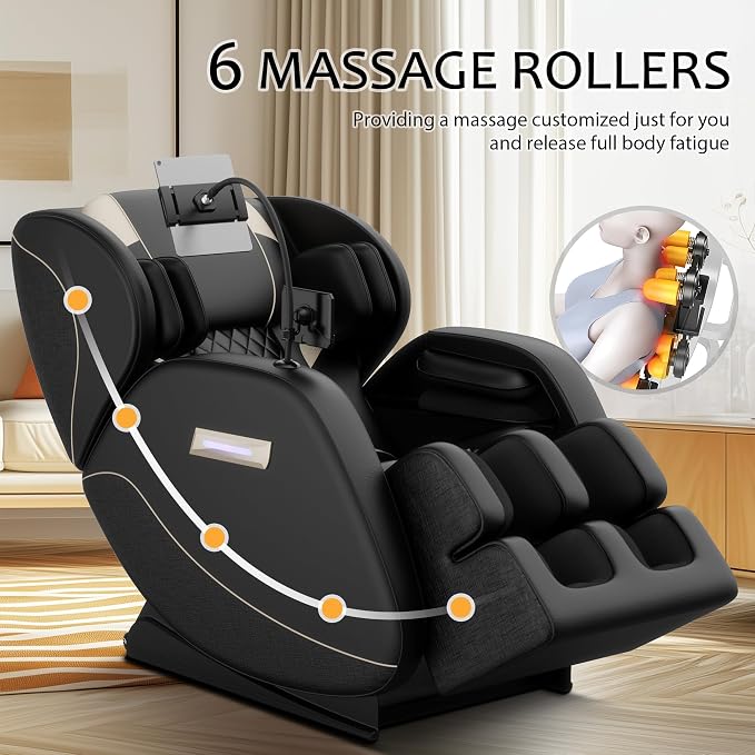 2026 Massage Chair Full Body, Zero Gravity SL-Track Shiatsu Massage Recliner Chair with Body Scan, 6 Fix Point Rollers,Airbags,Deep Yoga Stretch, Heating Function