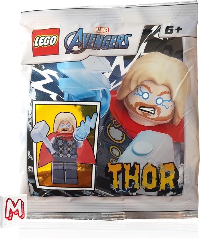 LEGO Super Heroes Avengers Minifigure - Thor with Mjolnir Hammer and Lighting Bolt (2020 Version)