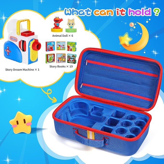 Hard Carrying Case Fits for Little Tikes Story Dream Machine Books Starter Set, Large Protective Travel Container Case for Storytime Audio Play Real for Littles Character Collection, Blue (Box Only)