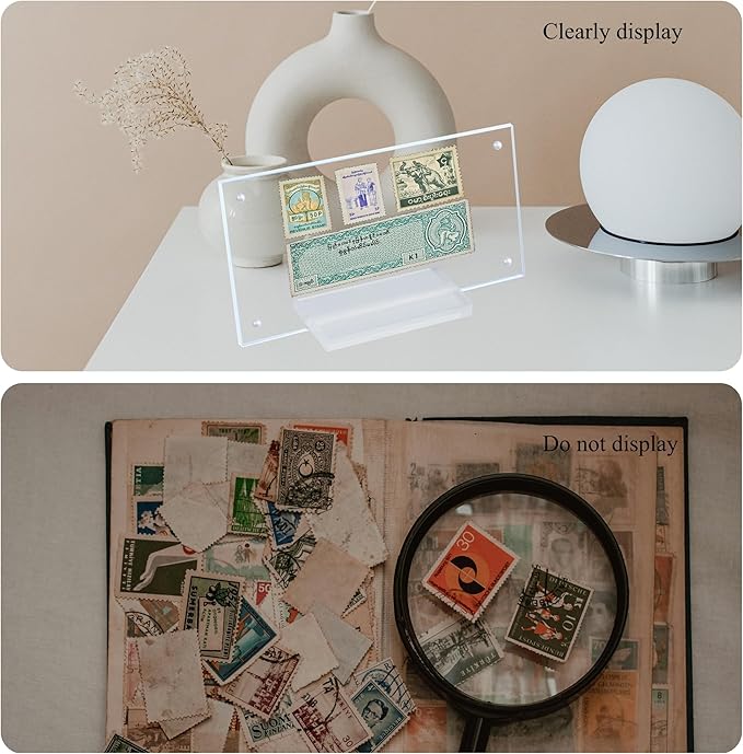 4 Pcs Dollar Bill Frame Display Acrylic Dollar Bill Holder for Collectors Currency Frame Display Case Double-Sided Transparent Ticket Banknotes Stamp Photo Protector(Transparent-4)
