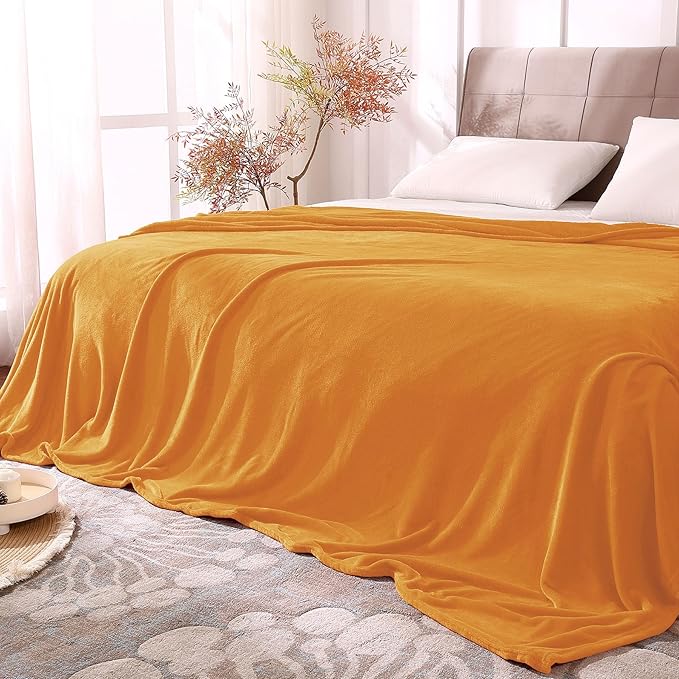 BEDELITE Fleece Blanket Soft Fall King Bed Blanket Burnt Orange 108"x90" | Ultra Soft Fleece, Plush Microfiber, Lightweight Warmth, Fall Decor, Fade Resistant, Machine Washable, Perfect for Bed