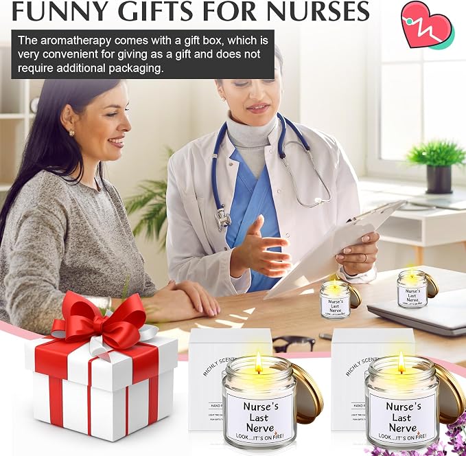 MTLEE 8 Pcs Nurses Gifts Bulk for Women, Nurse's Last Nerve Scented Candles 3.5 oz Candle CNA Gifts for Christmas Women Female Graduation Birthday Present