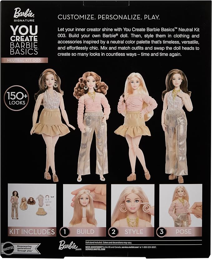 Barbie Basics You Create Neutral Kit 003 with Customizable Fashion Doll & Universal-fit Clothing, Posable Body & Swappable Doll Head