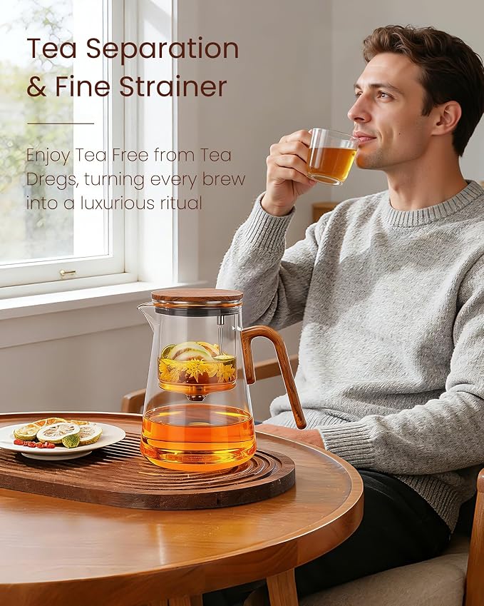 ZENS Magnetic Tea Pot, Enchanted Magic Glass Teapot with Infuser for Loose Leaf Tea Steeper, Mess-Free Magnetic Tea Maker Tea Diffusers for Herbal Tea Lovers Ideal Gifts, 34oz (1000 ml)