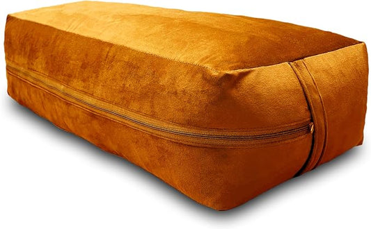 Yoga Firm Large Yoga Bolster Pillow Cushion 24" x 12" x 6" for Restorative Yoga, Rectangular Cotton and Removable Cover
