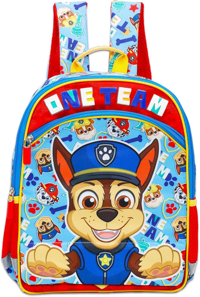 Paw Patrol Backpack for Boys Set - Bundle with 14” Bag Featuring Chase, Rubble, Marshall Plus Water Bottle, Stickers, More | Paw Patrol School Backpack for Kids