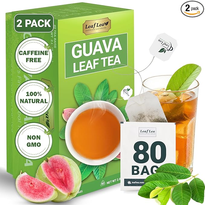 LeafLea Guava Leaf Tea Bags, Te De Guayaba, Sugar-Free, 80 Count | Real Hojas De Guayaba, Naturally Sweet And Caffeine-Free — Foil-Sealed Per Bag, 80 Bags To Keep And Share