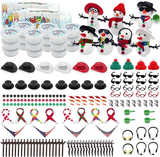 Christmas Snowman Crafts Sets，Build a Snowman Crafts Kit for Kids, Modeling Clay Christmas Snowman DIY Sets clay kit for kids, Christmas Stocking Stuffers for Kids, Christmas Crafts Xmas Gift