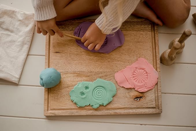 Playdough Tools for Kids Ages 2-4 | 7 Wooden Playdough Toys | Play Dough Sets for Kids | Playdough Accessories for Toddler | Sensory Toys | Sensory Bin Tools