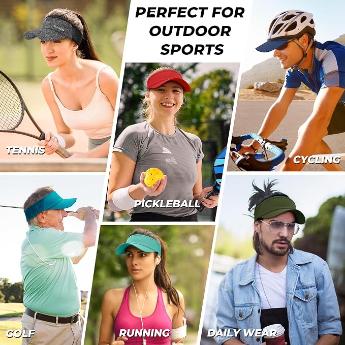 Sukeen Lightweight Sports Sun Visor Hat for Men Women | Packable, breathable, quick-dry, UPF50+ cooling visor hat, stretch fit, for running, tennis, golf, pickleball, softball
