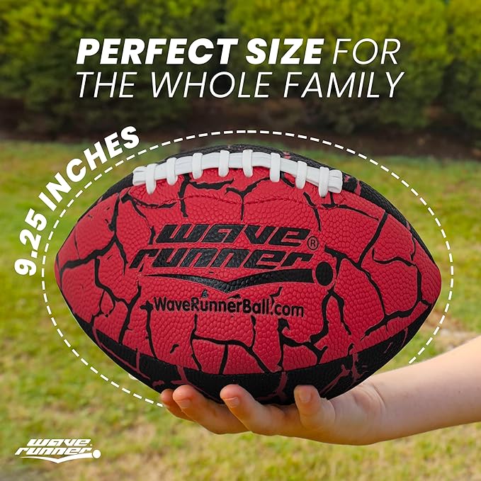 Wave Runner Grip It Waterproof Junior Size Football, 9.25 Size, Durable & Double Laced, Perfect for Beach Accessories, Kids Games, Pool Toys, Outdoor Games, All-Weather Indoor & Outdoor Play