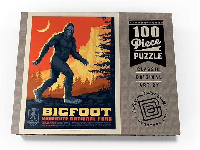 MyPuzzle Legends of The National Parks: Yosemite's Bigfoot, Vintage Poster - Premium 100 Piece Jigsaw Puzzle for Adults