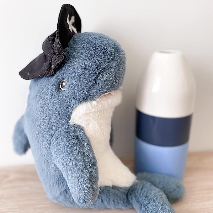 MON AMI Captain O'Fish Pirate Shark Stuffed Animal 12”, Soft & Cuddly, Use as Toy or Nursery Room Décor, Ocean Animals, Great for Kids of All Ages