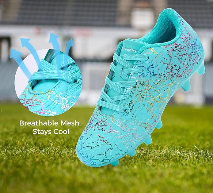Grils Boys Soccer Cleats Youth Firm Ground FG Football Shoes Lightweight Breathable Outdoor Trainning Sport Shoes for Little/Big Kids