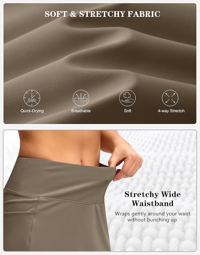 Women's Golf Skirts Skort 4 Side Pockets High Waisted Stretchy Tennis Skirt | Silky Soft, Lightweight, Breathable, Built-in Mesh Shorts, High Waisted, Elastic waistband, Moisture-Wicking, Athletic