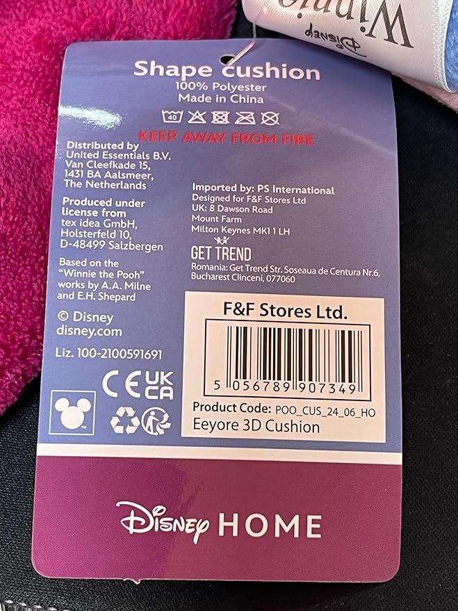 Disney Stitch 3D Plush Cushions for Bed Travel, Cute Cuddle Pillow Stuffed Character Pillow, Bedroom Accessories, Room Decor, Gifts for Kids (Blue Eeyore, L15.35 x W11.81)