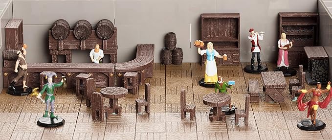 Monster Townsfolk Mini Fantasy Figures - 8pc Hand-Painted Entertainer Non Player Character NPC Miniatures - 1" Hex-Sized Compatible w DND Dungeons Dragons Pathfinder RPG Tabletop Games
