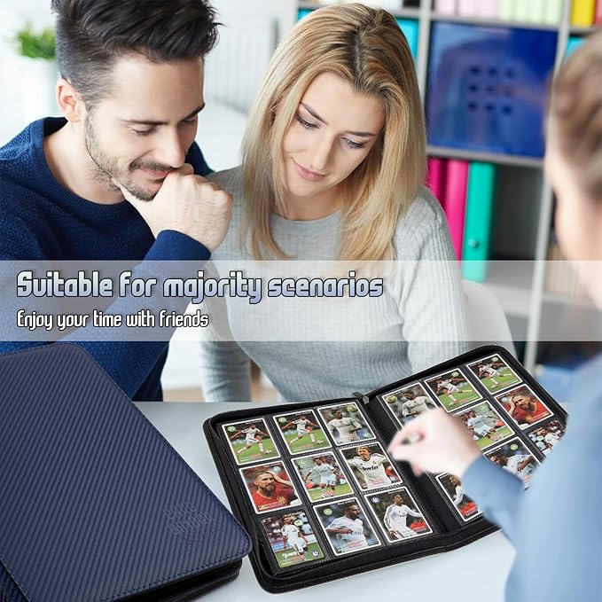 Trading Card Binder, Premium 9 Pocket Double Sided 540 Pocket PU Card Collection Binder, Collectible Trading Card Albums for MTG, TCG, Sport Card, Game Cards (Navy blue 1)