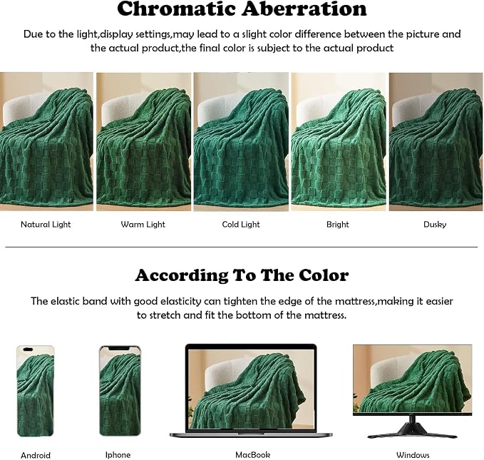 NEWCOSPLAY 3D Checkered Flannel Twin Blanket, Dark Green, 60"x80" | Super Soft Cute Lightweight Decorative Premium Silky Fleece Blanket for Couch Sofa Bed, Gift for Women Men, All Season Use