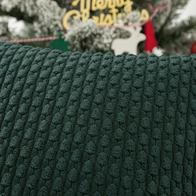 Kevin Textile Soft Corduroy 12"x24" Lumbar Pillow Cover 1 Pack, Army Green | Boho Stripe Plush Corduroy Decorative Oblong Cushion Cover Modern Farmhouse Home Decor for Sofa Couch Bed Chair