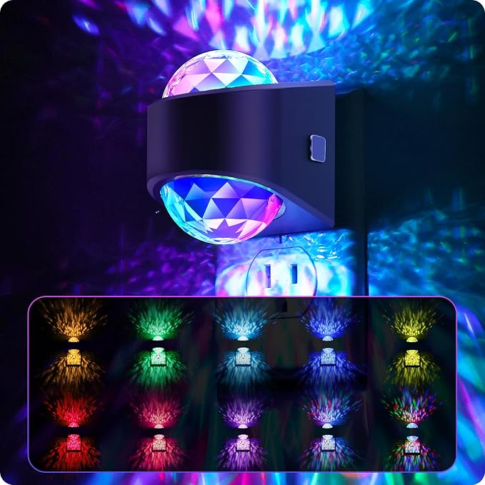 Night Lights Plug into Wall, Star Projector for Bedroom [2 Pack] | Night Light Projector for Kids, 9-Color RGB Galaxy Nightlight with Dusk to Dawn for Bathroom, Home Gaming Room Decor Gifts