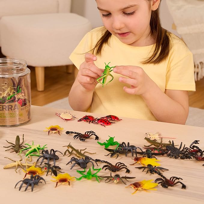 Terra by Battat – 60pcs Insects & Bugs Toy Tube – Mini Plastic Creepy Crawly Animal Figurines for Kids – Realistic Ants, Scorpions, Beetles, Dragonflies – Educational Playset for Toddlers Ages 3+