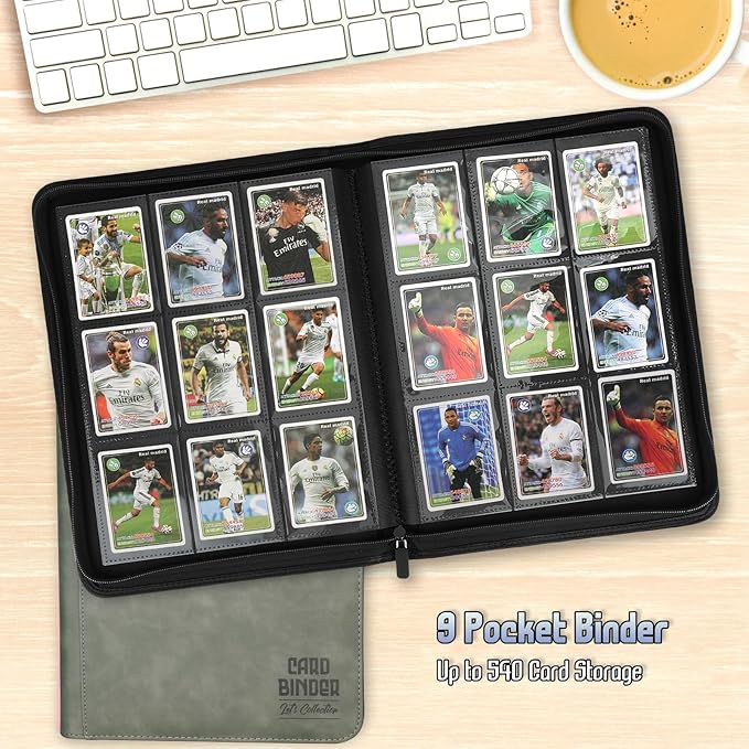 Trading Card Binder, Premium 9 Pocket Double Sided 540 Pocket PU Card Collection Binder, Collectible Trading Card Albums for MTG, TCG, Sport Card, Game Cards (Dark Gray)