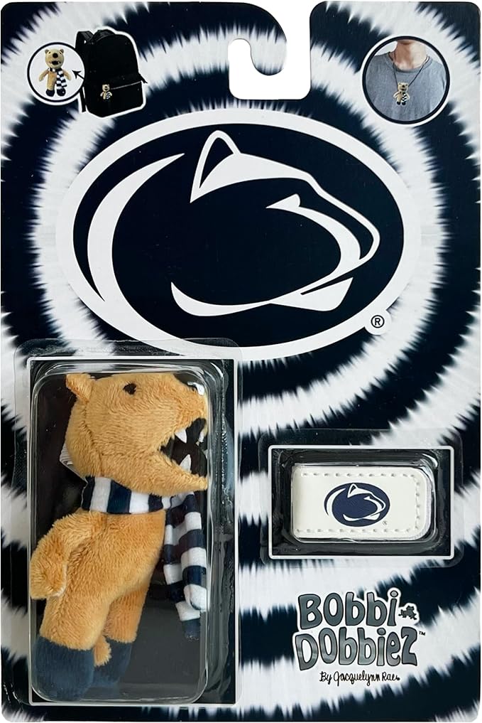 Bobbi-Dobbiez Attachable Plushie Penn State Nittany Lion Mascot – Attaches to Backpacks, Bags, Shoes, Water Bottles, and More