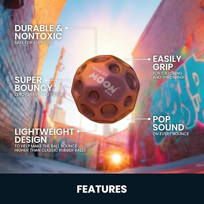 Waboba Metallic Moon Ball - Hyper Bouncy Ball - All Ages Extreme Bounce and Fun - Perfect for Active Play and Outdoor Games