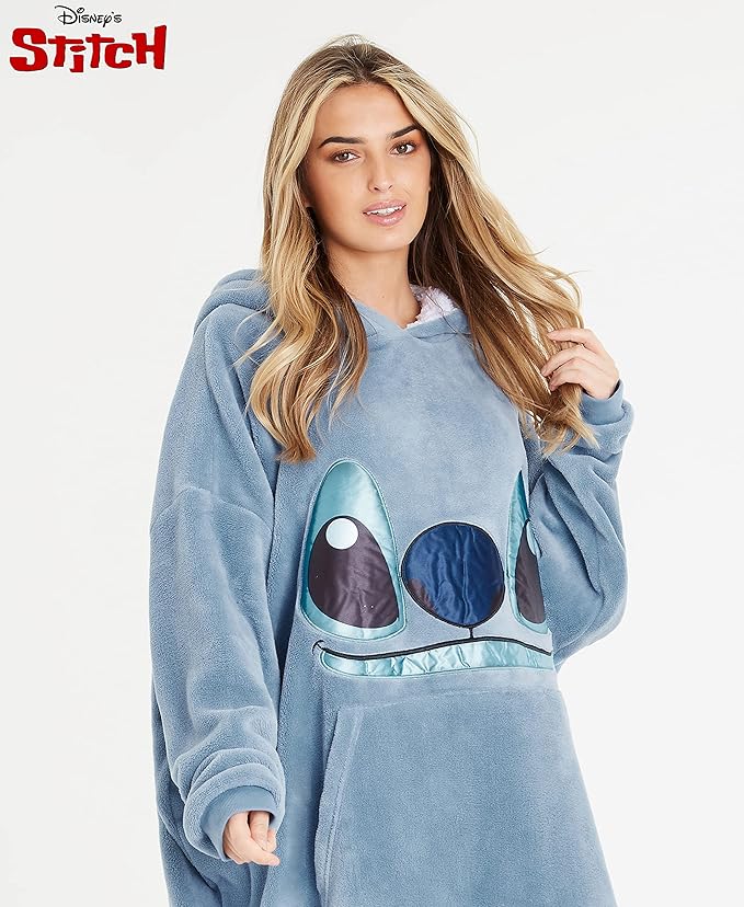 Disney Stitch Blanket Hoodie for Women Teens, Wearable Oversized Fleece Hooded Poncho with Pocket, Cozy Gifts for Women