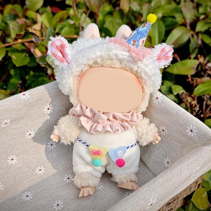 Clothes for Doll, 15/17cm Doll Clothes Set Suitable for Dolls Accessories - Lamb Hat + Bib + Halter + Pants (NO Doll),Lamb