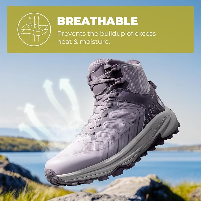 NORTIV 8 Women's Hiking Boots Waterproof with Arch Support Sneakers Walking Outdoor Comfortable Lightweight Boot Echo Mid