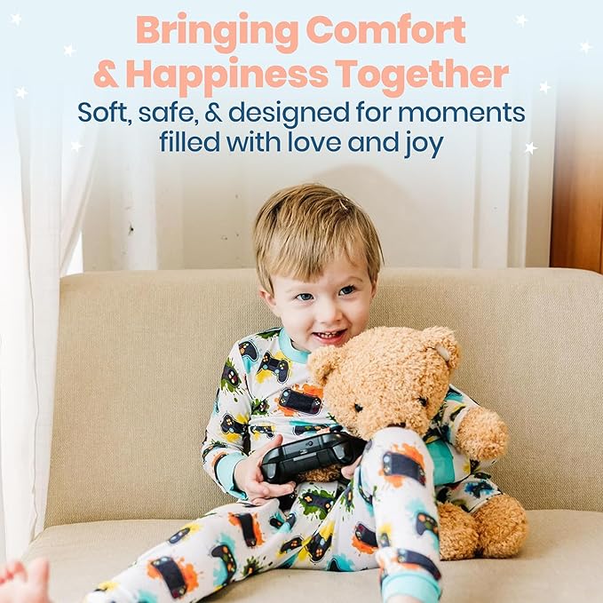 Zip N' Bear Soft Plush Teddy Bear Stuffed Animal with Gamers Galaxy Pajamas - Zippy The Bear Cute Cuddly Plush Toy, Perfect Sensory Teddy for Kids, Toddlers - Adorable Gift & Bedtime Companion