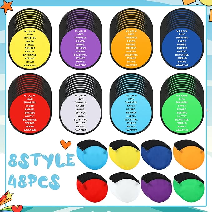 Vercraft 48 Pieces End of Year Gift Inspirational Flying Disc Fans Set Motivational Beach Fun Foldable Hand Fan with Bag for Students Summer Birthday Outdoor Activity Game School Prizes Party, 8 Color