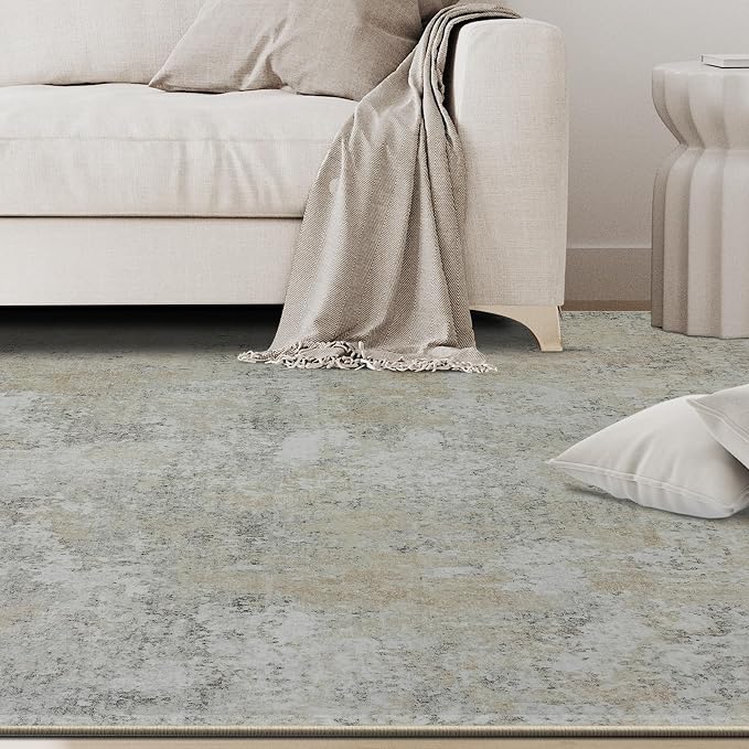 4x6 Area Rugs for Living Room Rug Washable: Abstract Rug for Dining Room Bedroom Carpet Non Slip 4 by 6 Indoor Modern Nursery Home Office Beige Grey
