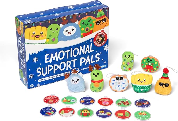 Emotional Support Advent Calendar by Relatable, Includes Mini Plush Toys and Ornaments, Fun Holiday Gift and Stocking Stuffer for Loved Ones of All Ages, Includes 24 Ornaments in Countdown Calendar