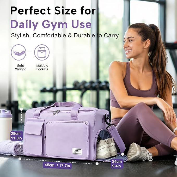 FIORETTO Women's Gym Duffle Bag with Shoes Compartment, 30L Capacity, Ideal for Travel, Gym, Sports, Duffel, Weekender