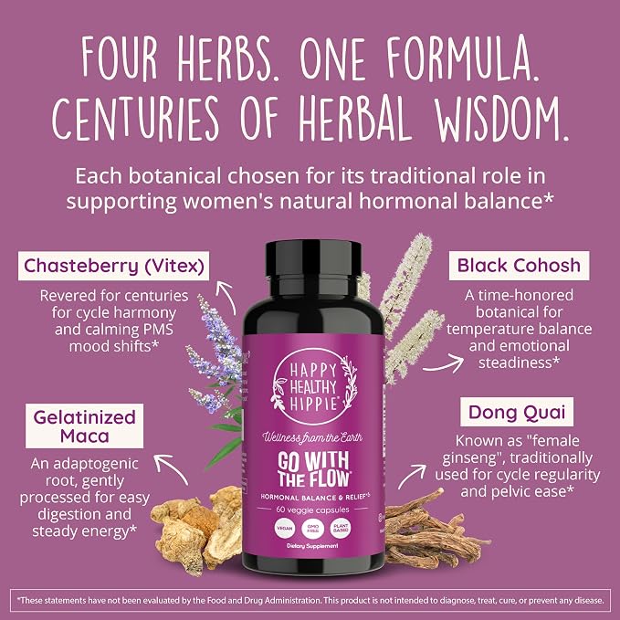 Hormone Balance for Women - PMS & PMDD Support Supplement, Vegan, 60 Ct | Mood, Cycle Regularity - Chasteberry, Maca, Dong Quai, Black Cohosh - Vegan, Non-GMO, 30 Servings