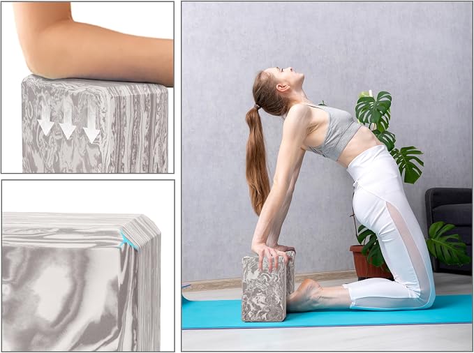 EXERZ Yoga Blocks 2 pack, Gym Blocks, Exercise Workout Fitness Bricks, Pilates Stretch Handstand Non-Slip