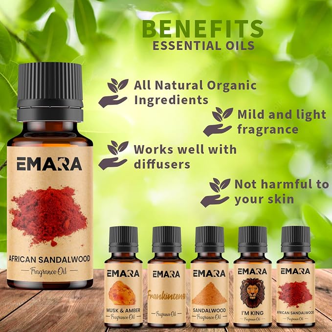 EMARA All Natural Earthy I'm King Essential Oil for Diffusers, Skin Care, Aromatherapy Fragrance Oil, Organic Therapeutic Grade 15 mL (1/2 fl oz)