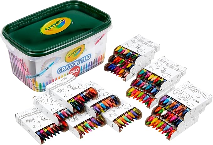 Crayola Crayon Tub (240ct), Bulk Crayons for Kids, Essential Easter Basket Stuffers for Toddlers, Spring Craft Supplies, Coloring Gifts for Kids, Ages 3+ [Amazon Exclusive]