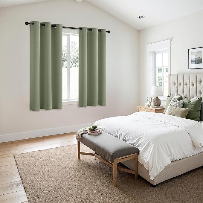 MIULEE Blackout Curtains for Bedroom 2 Panels 40 x 63 Inch Long Sage | Thermal Insulated, Living Room Darkening Grommet Drapes, Noise Reducing, Light Blocking Window Treatments