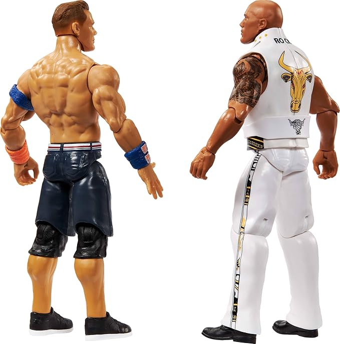 Mattel WWE Championship Showdown Action Figures 2-Pack with Accessory, Series #23 The Rock & John Cena Collectible Set, 6-inch