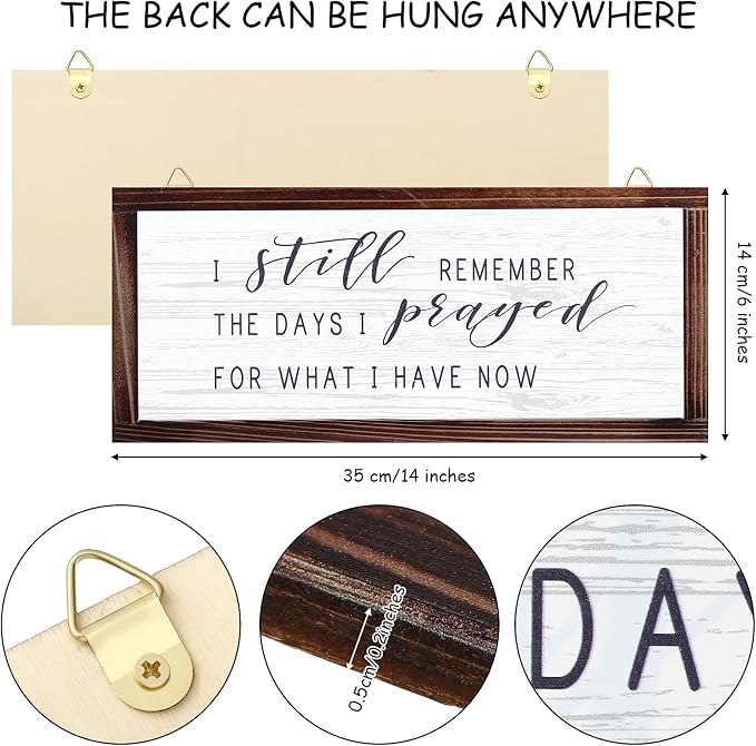 Jetec I Still Remember The Days I Prayed Rustic Wood Sign | Christian Inspirational Quote, Vintage Farmhouse Wall Decor, Wooden Plaque for Home Living Room Garden
