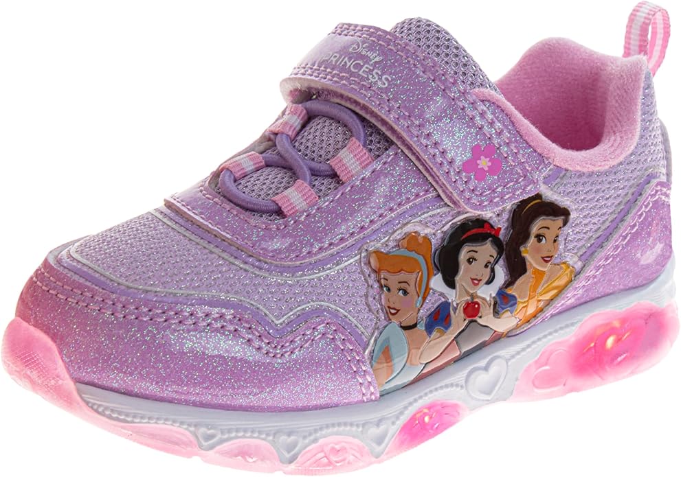 Girls Character Shoes Light Up Shoes LED Athletic Shoes for Girls Disney Princess Moana Little Mermaid Stitch Minnie Frozen Paw Patrol (Sizes: 5-10 Toddlers / 11-12 Little Kid)