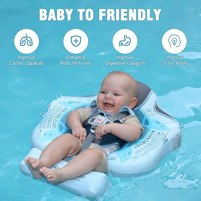 Baby Floats for Pool with Canopy Removable Sun Protection Canopy Mambobaby Float Non Inflatable Upgrade Add Tail Avoid Flip Waterproof Skin-Friendly Infant Swim Float 3-24 Months