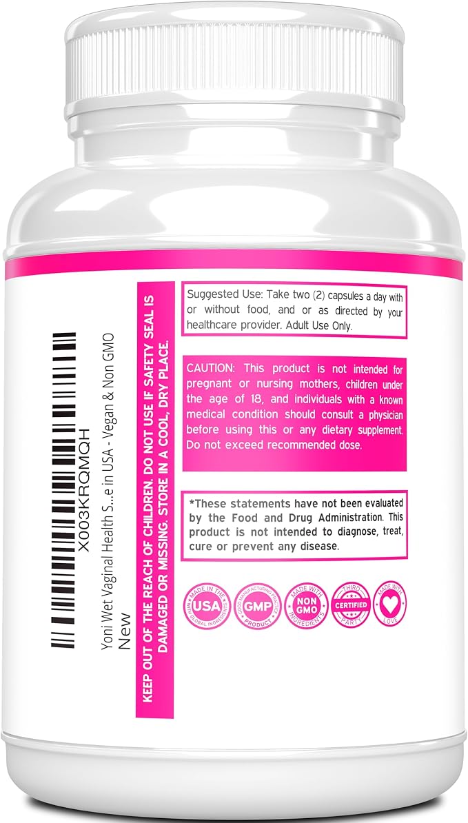 Vaginal Moisturizer & Dryness Supplement (150 Capsules) Support Vaginal Wetness & Health - Female Lubrication - Made in USA - Vegan, Non GMO, 3rd Party Tested - Best Product - 2.5 Month Supply