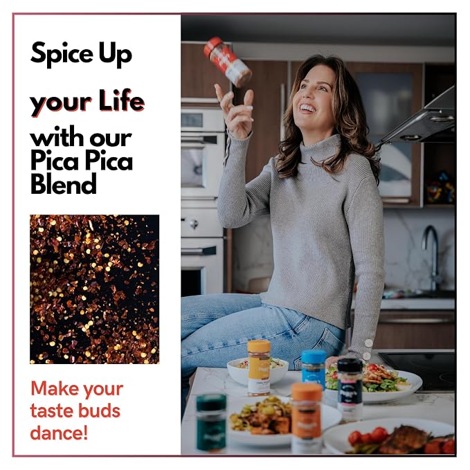 My Secrets Peggy's Food Pica Pica Spicy Blend - Premium Gourmet Seasoning with Jalapeño, Chili, and Scotch Bonnet Pepper - All-Purpose Heat for Grilling, Tacos, and Roasted Vegetables - 4 oz