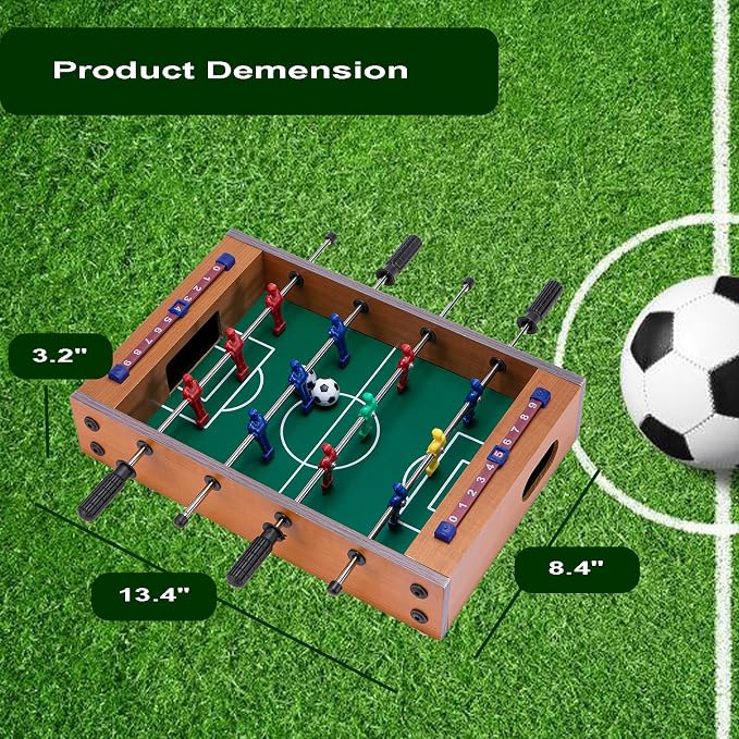 Mini Foosball Table for Family Night Creative Gift for Football Lovers Wooden Tabletop Game for Travel Party Time Nice Deco for Sport & Bar Room