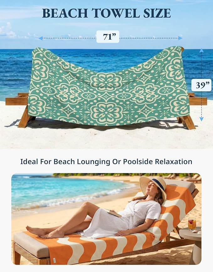 LANE LINEN Beach Towels 6 Pack, Bulk Beach Towels Oversized, Pool Towels for Adults, Pre-Washed, Sand Free Beach Towel, Fast Drying Beach Towel, 39"x71" - Modern Boho